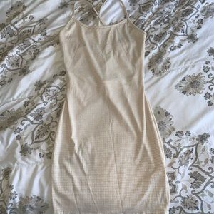 NWOT Beige & white striped mini dress w/ open back